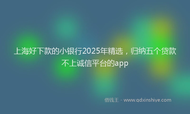 上海好下款的小银行2025年精选，归纳五个贷款不上诚信平台的app