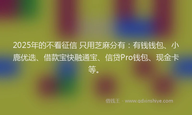 2025年的不看征信 只用芝麻分有：有钱钱包、小鹿优选、借款宝快融通宝、信贷Pro钱包、现金卡等。