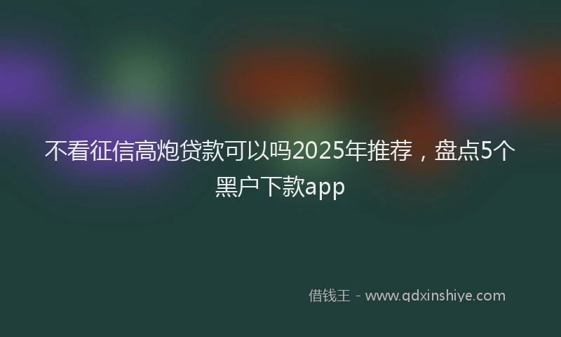 不看征信高炮贷款可以吗2025年推荐，盘点5个黑户下款app