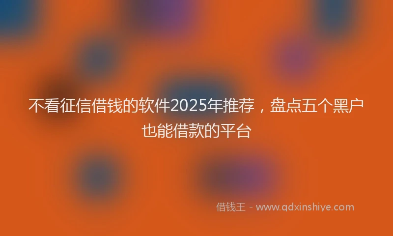 不看征信借钱的软件2025年推荐，盘点五个黑户也能借款的平台