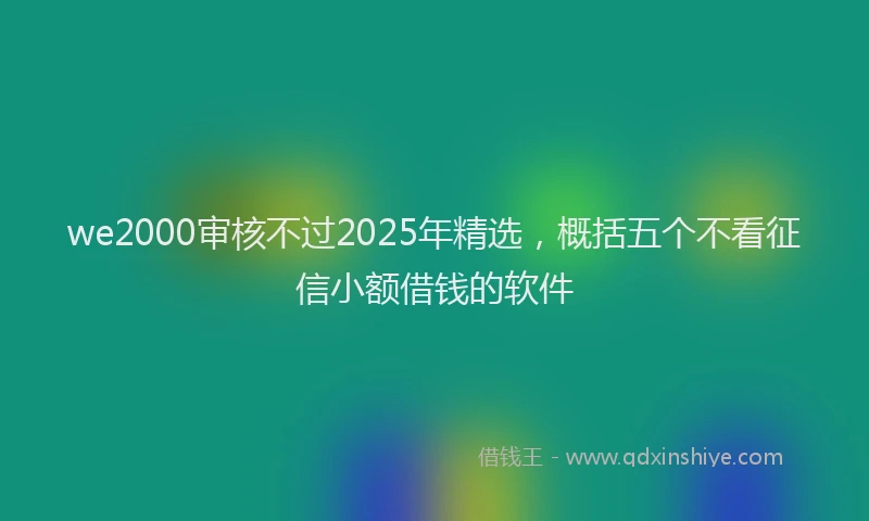 we2000审核不过2025年精选，概括五个不看征信小额借钱的软件
