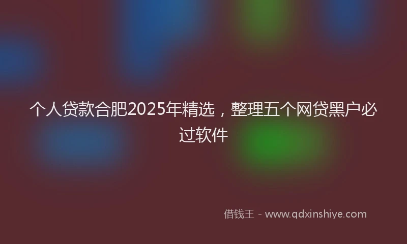 个人贷款合肥2025年精选，整理五个网贷黑户必过软件