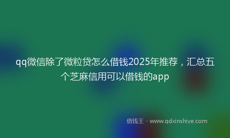 qq微信除了微粒贷怎么借钱2025年推荐，汇总五个芝麻信用可以借钱的app