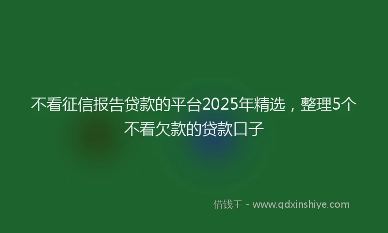 不看征信报告贷款的平台2025年精选，整理5个不看欠款的贷款口子