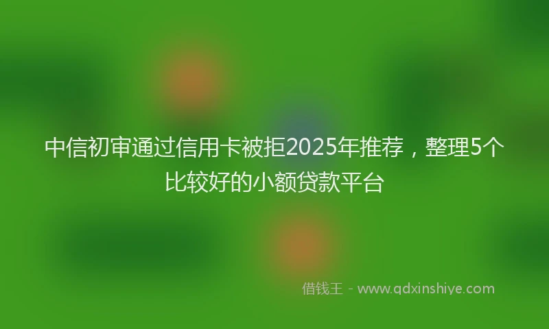 中信初审通过信用卡被拒2025年推荐，整理5个比较好的小额贷款平台