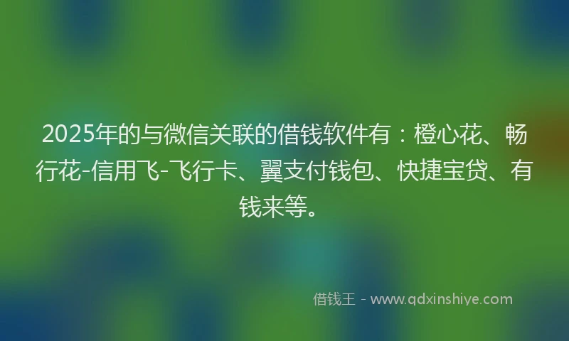 2025年的与微信关联的借钱软件有：橙心花、畅行花-信用飞-飞行卡、翼支付钱包、快捷宝贷、有钱来等。