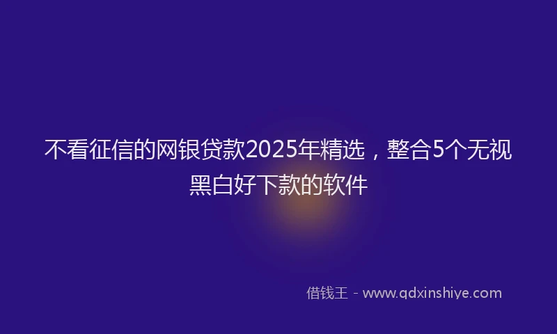 不看征信的网银贷款2025年精选，整合5个无视黑白好下款的软件
