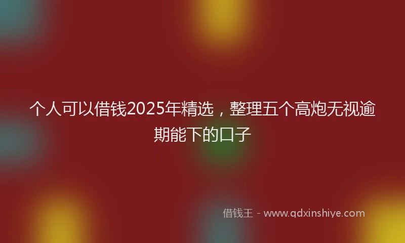 个人可以借钱2025年精选，整理五个高炮无视逾期能下的口子