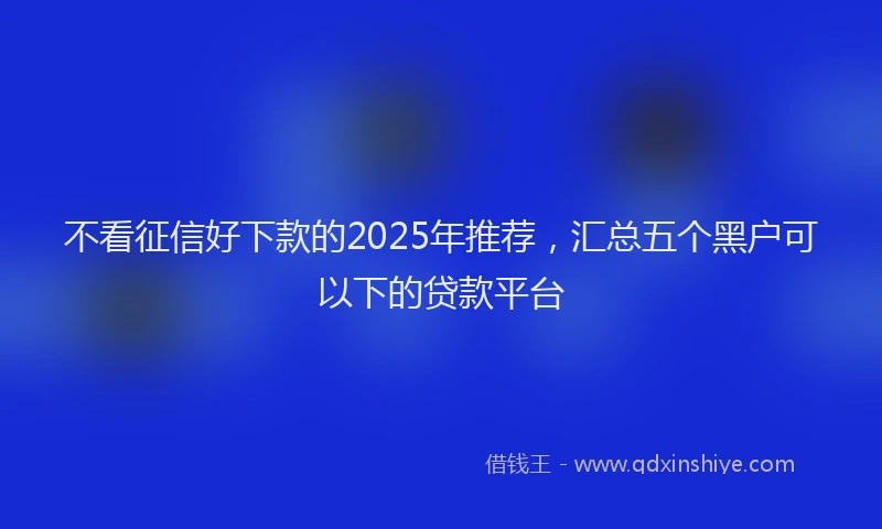 不看征信好下款的2025年推荐，汇总五个黑户可以下的贷款平台
