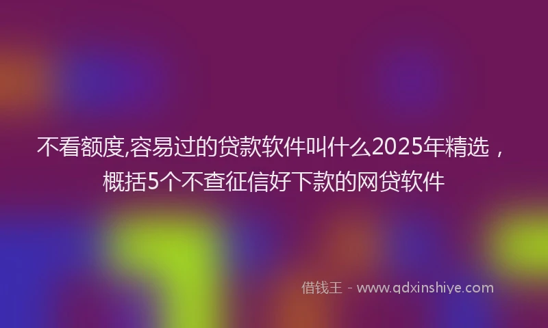 不看额度,容易过的贷款软件叫什么2025年精选，概括5个不查征信好下款的网贷软件