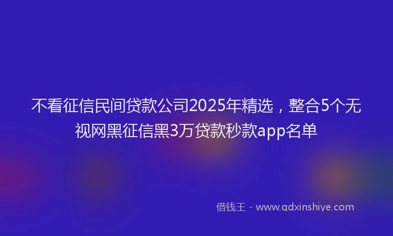 不看征信民间贷款公司2025年精选，整合5个无视网黑征信黑3万贷款秒款app名单