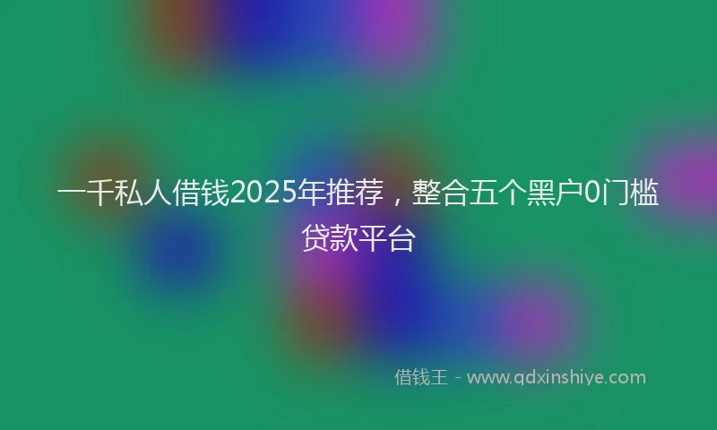 一千私人借钱2025年推荐，整合五个黑户0门槛贷款平台