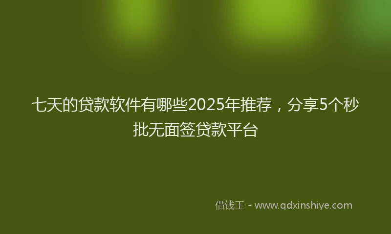 七天的贷款软件有哪些2025年推荐，分享5个秒批无面签贷款平台