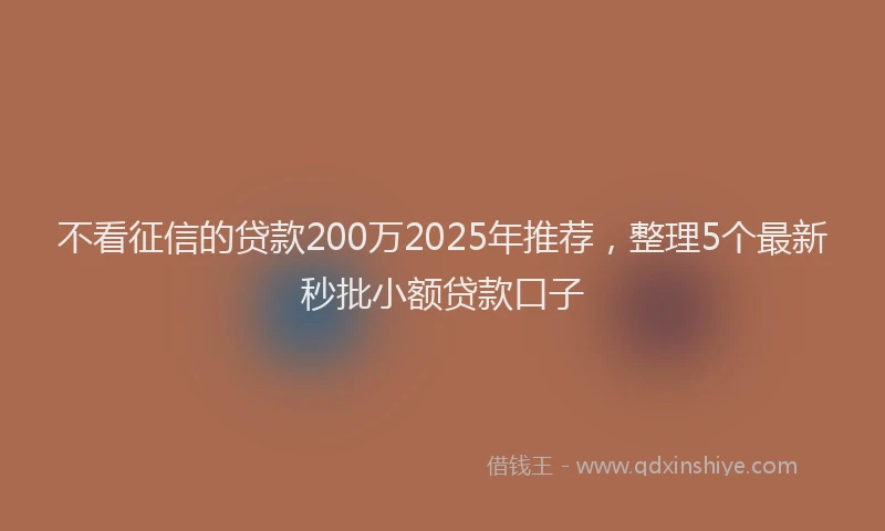 不看征信的贷款200万2025年推荐，整理5个最新秒批小额贷款口子