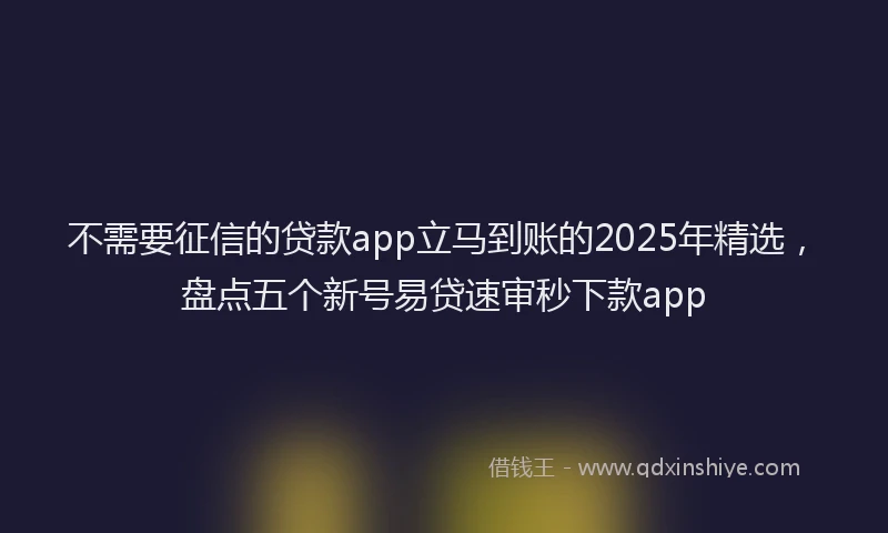 不需要征信的贷款app立马到账的2025年精选，盘点五个新号易贷速审秒下款app