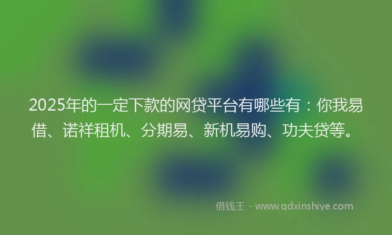 2025年的一定下款的网贷平台有哪些有：你我易借、诺祥租机、分期易、新机易购、功夫贷等。