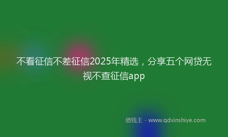 不看征信不差征信2025年精选，分享五个网贷无视不查征信app