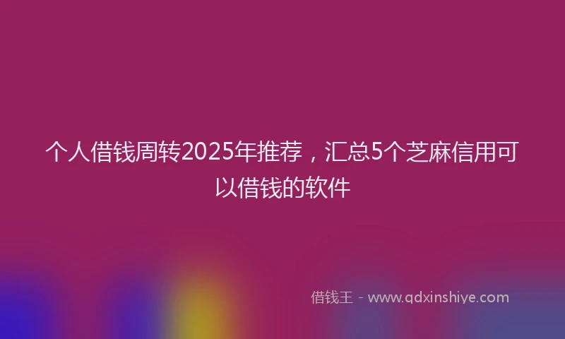 个人借钱周转2025年推荐，汇总5个芝麻信用可以借钱的软件