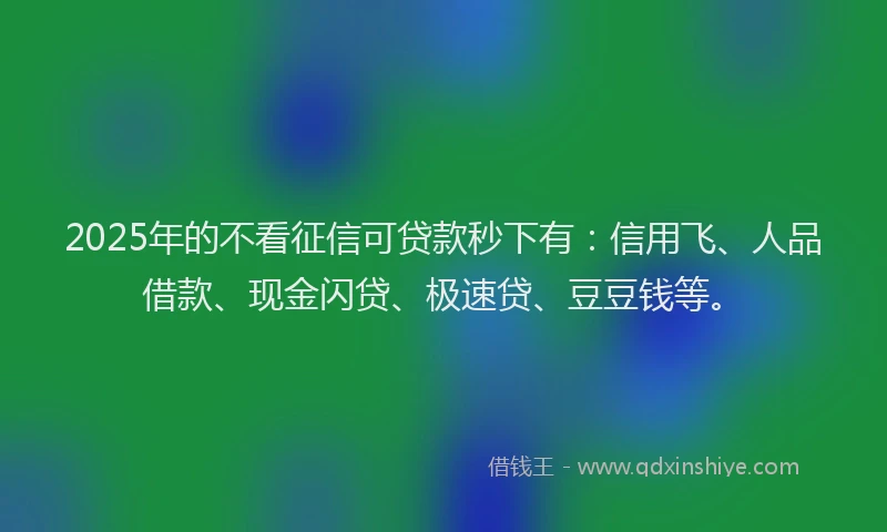 2025年的不看征信可贷款秒下有：信用飞、人品借款、现金闪贷、极速贷、豆豆钱等。