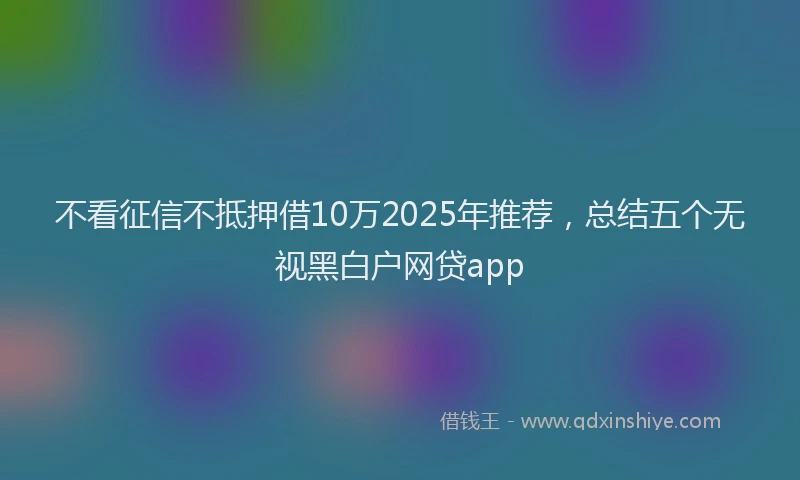 不看征信不抵押借10万2025年推荐，总结五个无视黑白户网贷app