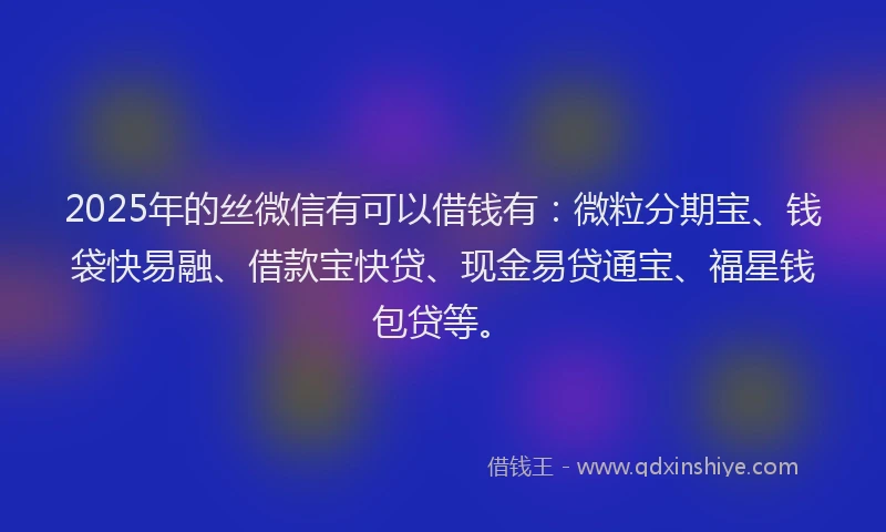2025年的丝微信有可以借钱有：微粒分期宝、钱袋快易融、借款宝快贷、现金易贷通宝、福星钱包贷等。