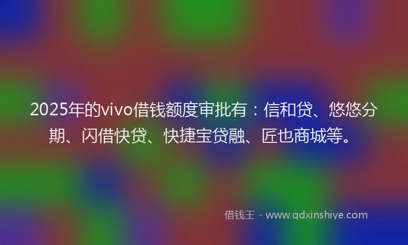 2025年的vivo借钱额度审批有：信和贷、悠悠分期、闪借快贷、快捷宝贷融、匠也商城等。