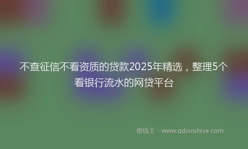 不查征信不看资质的贷款2025年精选，整理5个看银行流水的网贷平台