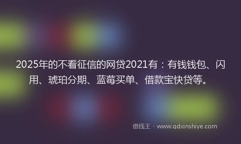 2025年的不看征信的网贷2021有：有钱钱包、闪用、琥珀分期、蓝莓买单、借款宝快贷等。