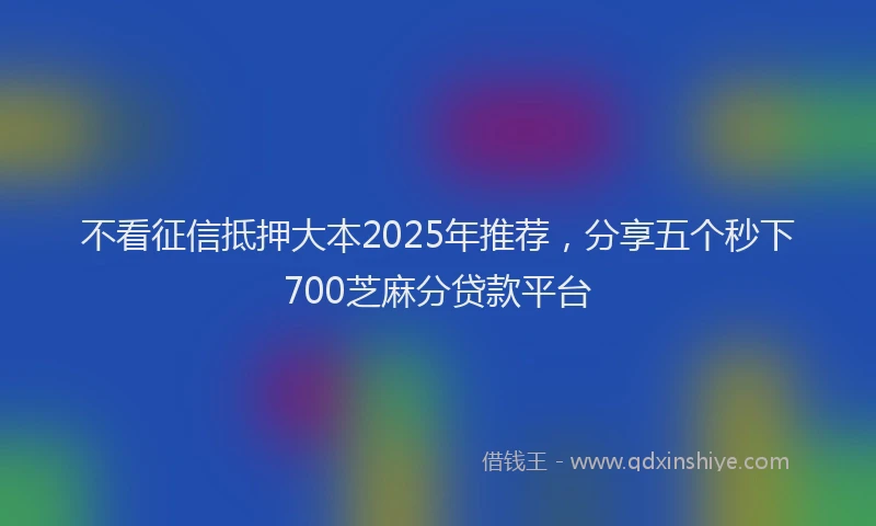 不看征信抵押大本2025年推荐，分享五个秒下700芝麻分贷款平台