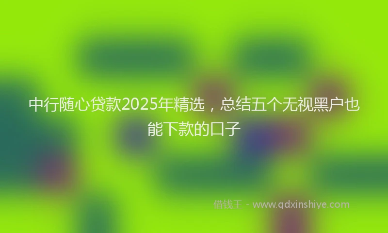 中行随心贷款2025年精选，总结五个无视黑户也能下款的口子