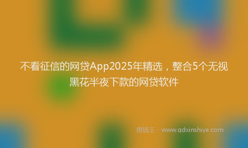 不看征信的网贷App2025年精选,整合5个无视黑花半夜下款的网贷软件
