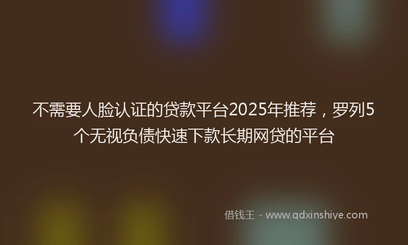 不需要人脸认证的贷款平台2025年推荐，罗列5个无视负债快速下款长期网贷的平台