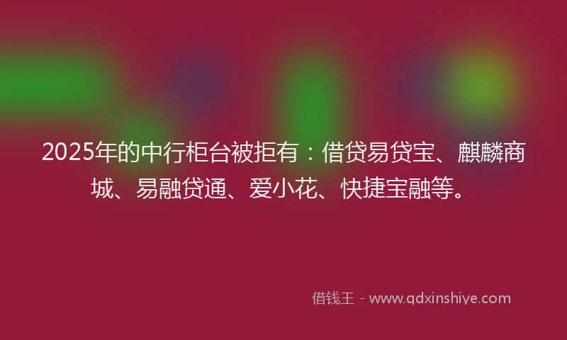 2025年的中行柜台被拒有：借贷易贷宝、麒麟商城、易融贷通、爱小花、快捷宝融等。