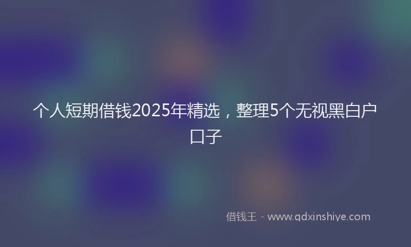 个人短期借钱2025年精选，整理5个无视黑白户口子