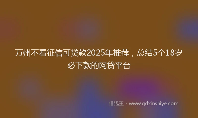 万州不看征信可贷款2025年推荐，总结5个18岁必下款的网贷平台