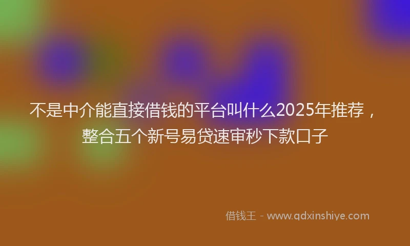 不是中介能直接借钱的平台叫什么2025年推荐，整合五个新号易贷速审秒下款口子