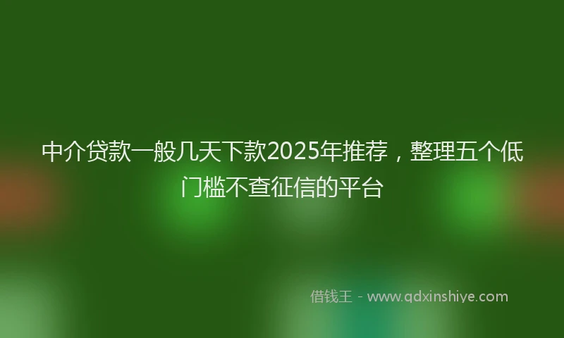 中介贷款一般几天下款2025年推荐,整理五个低门槛不查征信的平台