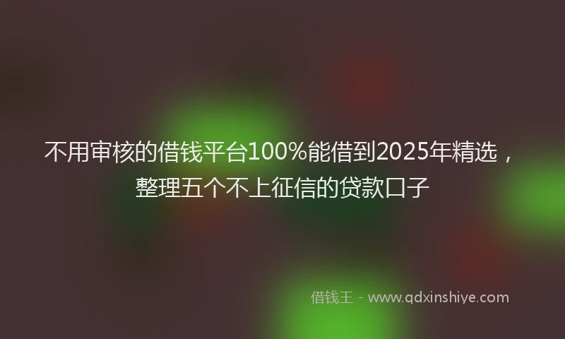 不用审核的借钱平台100%能借到2025年精选，整理五个不上征信的贷款口子