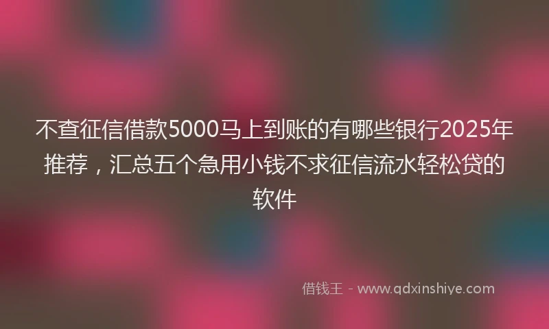 不查征信借款5000马上到账的有哪些银行2025年推荐，汇总五个急用小钱不求征信流水轻松贷的软件