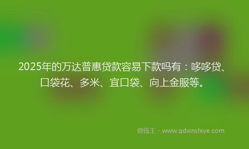 2025年的万达普惠贷款容易下款吗有：哆哆贷、口袋花、多米、宜口袋、向上金服等。
