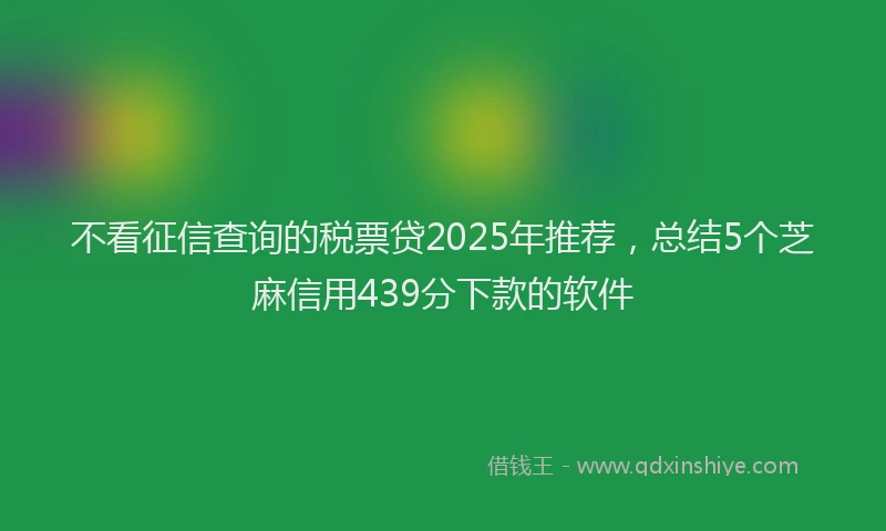 不看征信查询的税票贷2025年推荐，总结5个芝麻信用439分下款的软件