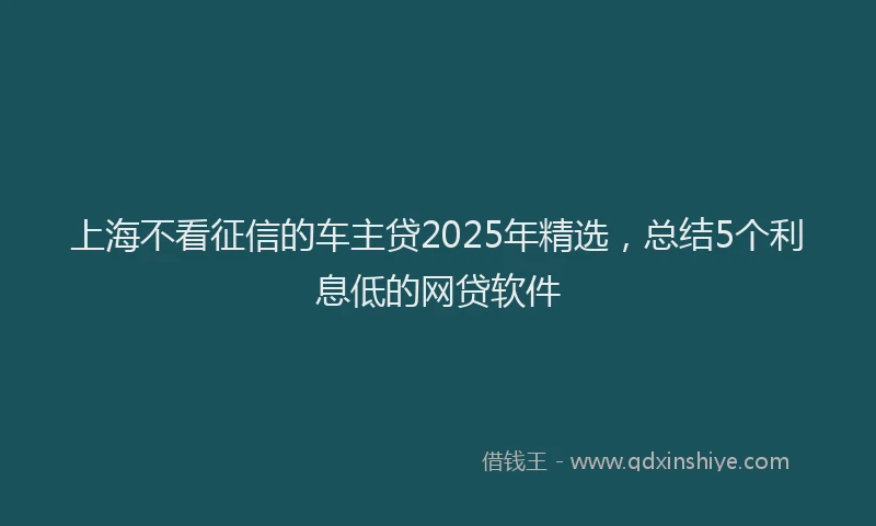 上海不看征信的车主贷2025年精选，总结5个利息低的网贷软件