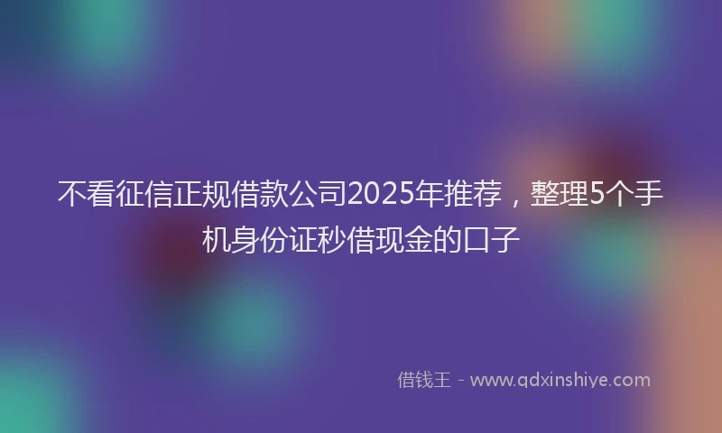 不看征信正规借款公司2025年推荐，整理5个手机身份证秒借现金的口子