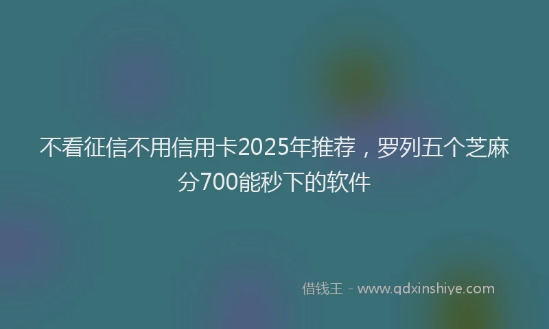 不看征信不用信用卡2025年推荐，罗列五个芝麻分700能秒下的软件