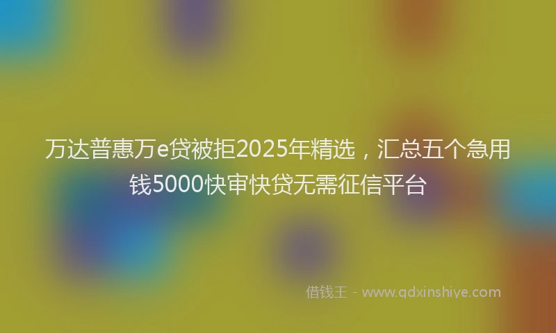万达普惠万e贷被拒2025年精选，汇总五个急用钱5000快审快贷无需征信平台