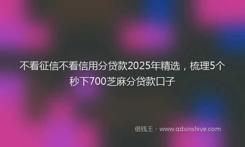 不看征信不看信用分贷款2025年精选，梳理5个秒下700芝麻分贷款口子