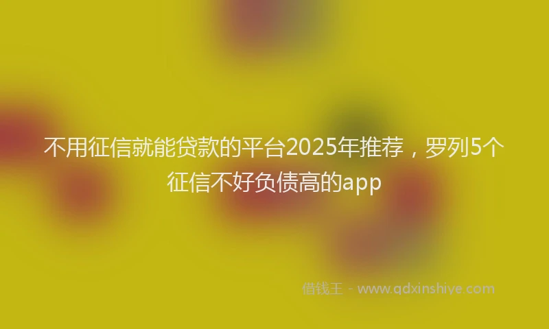 不用征信就能贷款的平台2025年推荐，罗列5个征信不好负债高的app