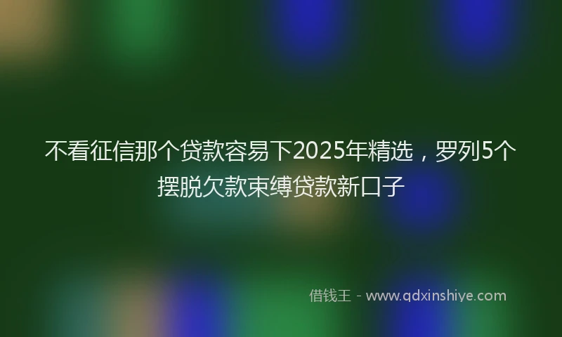 不看征信那个贷款容易下2025年精选，罗列5个摆脱欠款束缚贷款新口子