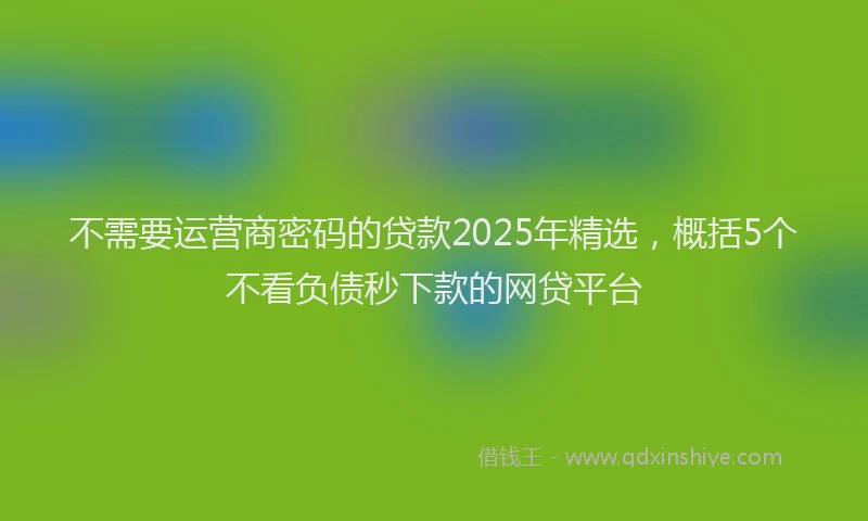 不需要运营商密码的贷款2025年精选，概括5个不看负债秒下款的网贷平台