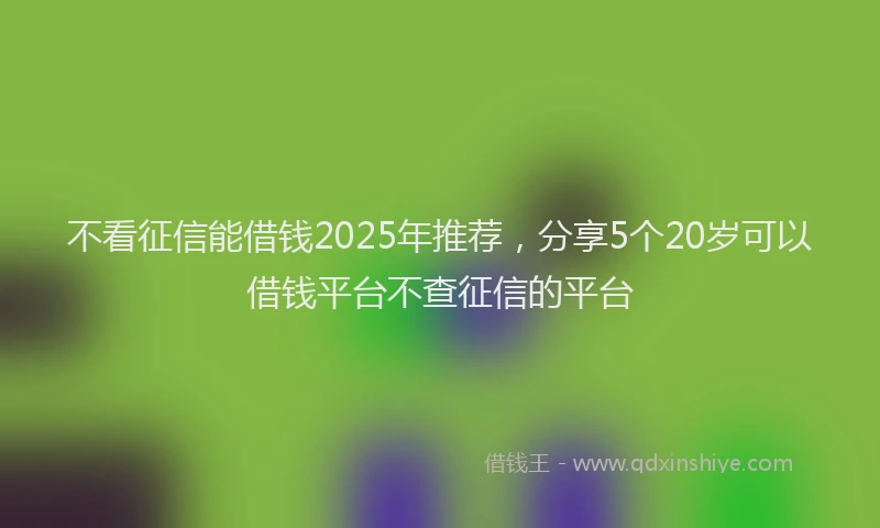 不看征信能借钱2025年推荐，分享5个20岁可以借钱平台不查征信的平台